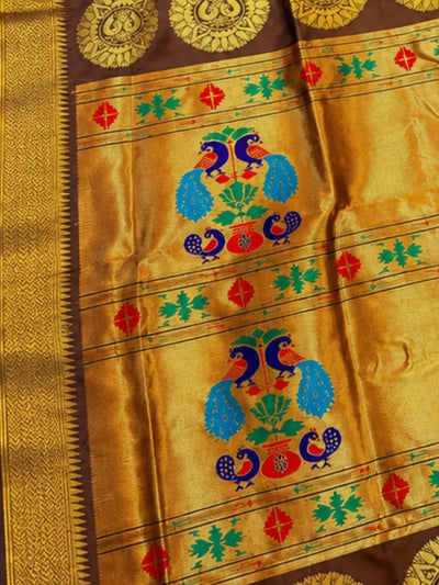 Rajdhara Handloom Paithani Silk Saree Rich Brown