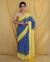 Blockprinted Pure Mul Cotton Evocative Blue Saree