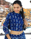 Indiehaat | Blockprinted Cotton Indigo Blue Lehanga Choli Set