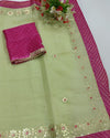 Indiehaat | Kota Cotton Gota Patti Green Saree