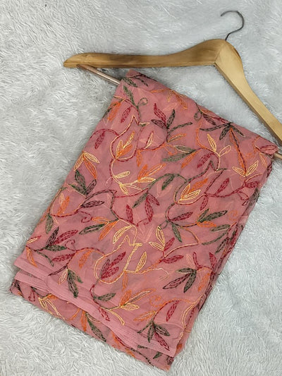 Tepchi Handwork Georgette Saree Peach