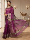 Lively Maheshwari Pure Silk Butta Body Purple Saree