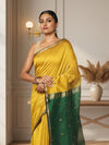 Quaint Pure Maheshwari Silk Handloom Saree Yellow & Green