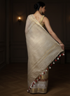 Embroidered Bansbara Tussar Silk Saree Pale Silver