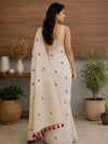 Indiehaat | Mul Cotton Embroidered Saree White