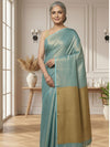 Tissue Linen Green Saree Gold Shimmer Pallu