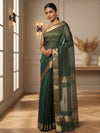 Misty Maheshwari Pure Silk Check Body Green Saree