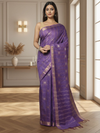 Gilded Hue Kota Silk Zari Stripe Saree Purple