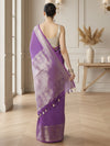 Stunning Banarasi Silk Linen Purple Handloom Saree