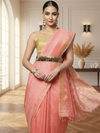 Banarasi Silk Linen Pink Handloom Saree