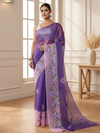 Bold Bandhej Kota Doria Embroidery Purple Saree Handdyed