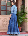 Indiehaat | Festive Fusion Lehanga Choli Set Deep Indigo BlockPrinted