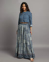 Indiehaat | Blockprinted Cotton Indigo Stitched Lehanga