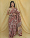 Blockprinted Pure Mul Cotton Kinetic Red Saree