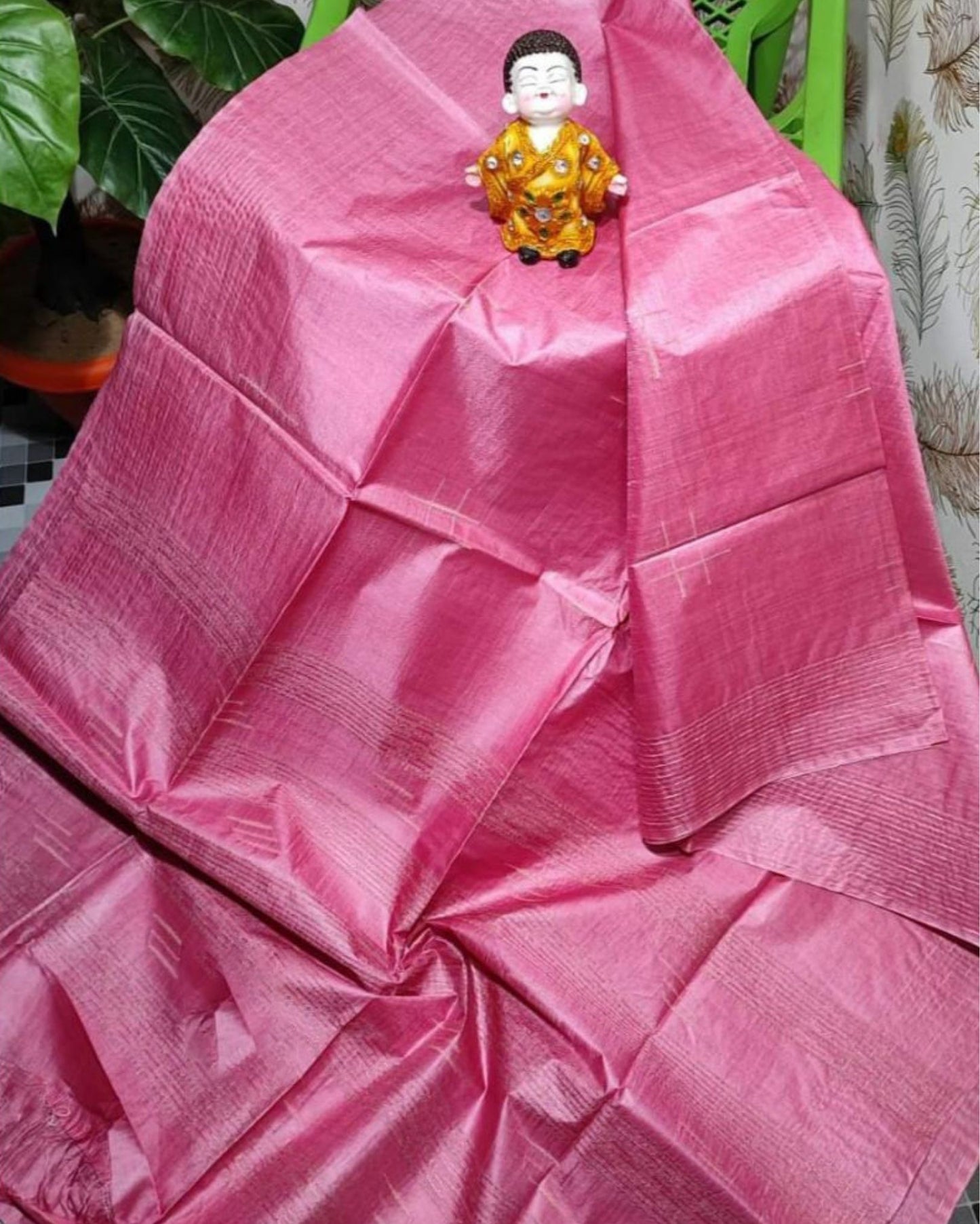 Katan Silk Pink Saree Handcrafted