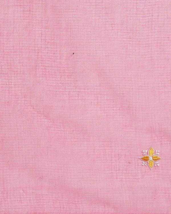 Brilliant Rose Pink Pure Kota Doria Saree Embroidered