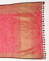 Fiery Khadi Linen Saree Red