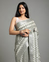 Smoky Slub Linen Saree Batik Print Flannel Gray