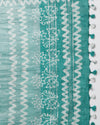 Turquoise Slub Linen Saree Batik Print Turquoise Blue