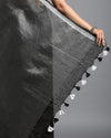 Creative Pure Linen Handloom Saree Eerie Black Hand Embroidered