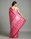 Blushing Slub Linen Batik Print Saree Pink