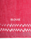 Blushing Slub Linen Batik Print Saree Pink