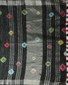Chic Slub Linen Saree Black Shibori Hand Dyed