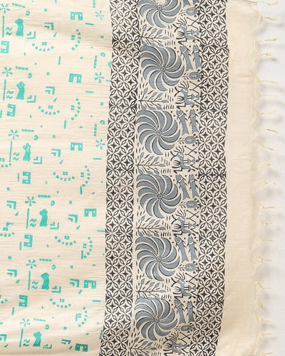 Katan Silk Sparkling Blockprint Gray Suit (T+B+D)