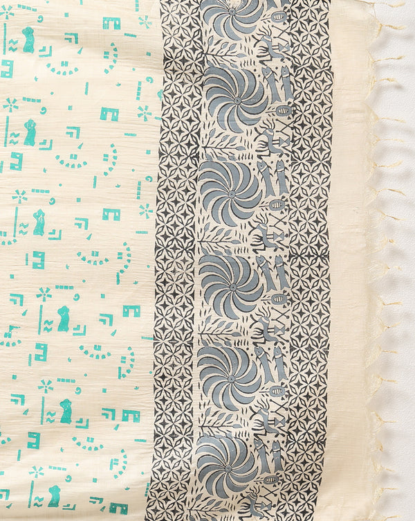 Katan Silk Sparkling Blockprint Gray Suit