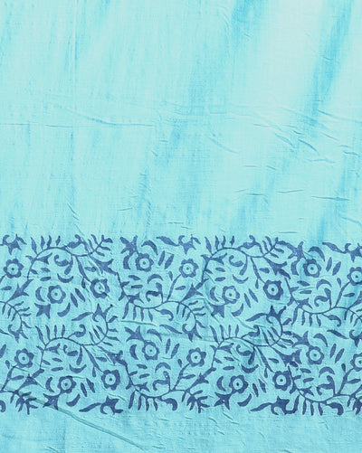 Katan Silk Decorous Blockprint Blue & Green Suit