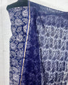 Heavy Embroidered Kota Doria Suit Blue (Top+Bottom+Dupatta)
