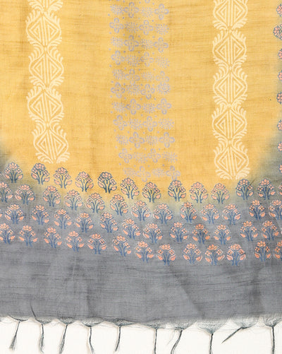 Katan Silk Striking Blockprint Yellow Suit