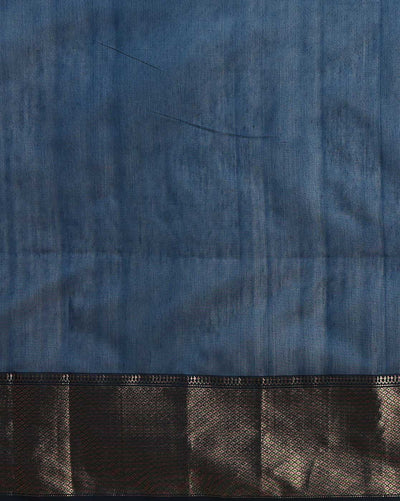 Melodic Maheshwari Pure Silk Butta Body Teal Blue Saree