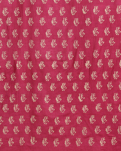 Katan Silk Lustrous Blockprint Magenta Suit