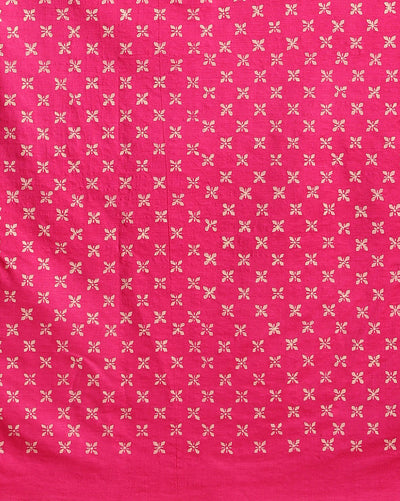 Katan Silk Effulgent Blockprint Pink Suit