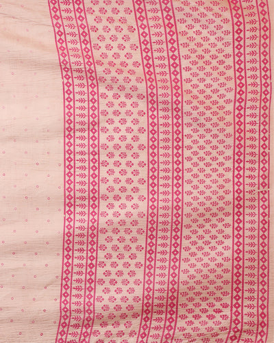 Katan Silk Intricate Blockprint Beige Suit