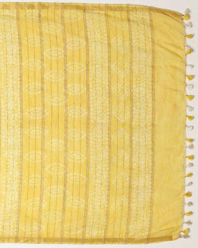 Wax Batik Hand Dyed Kota Silk Saree Purple Yellow