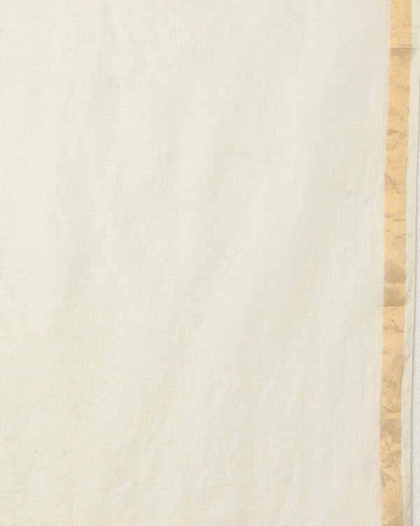 Pitta Handwork Pure Silk Kota Doria Saree White