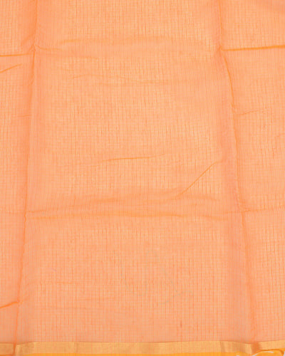 Pitta Handwork Pure Silk Kota Doria Saree Peach