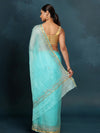 Pitta Handwork Pure Silk Kota Doria Saree Sky Blue