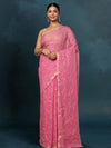Pure Cotton Kota Doria Saree Rose Pink Jaal Embroidery
