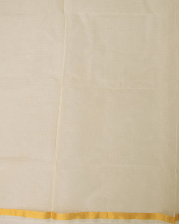 Pure Cotton Kota Doria Saree Off White Jaal Embroidery