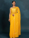 Pure Cotton Kota Doria Saree Yellow Jaal Embroidery
