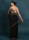 Pure Cotton Kota Doria Saree Black Jaal Embroidery