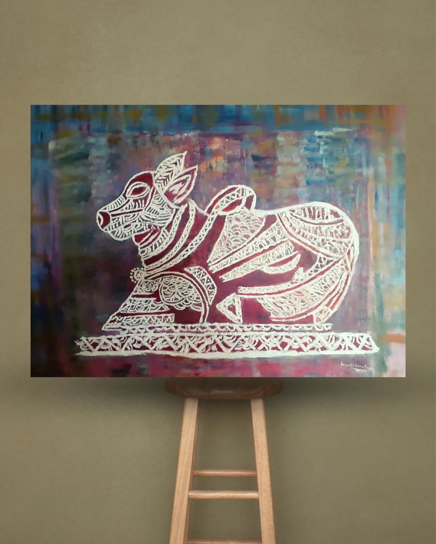 Acrylic Colorful Hand-Painted (Abstract Nandi)