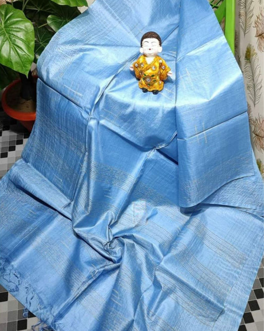 Katan Jordy Blue Silk Saree Handcrafted
