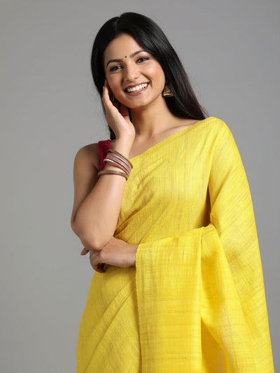 Silkmark Ghicha Tussar Radiating Yellow Saree