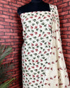 Blossom Leafy Blockprinted Khadi Silk Beige Suit