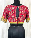 Crepe Silk Stitched Blouse Red Color Patola Print - IndieHaat