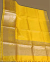 Exquisite Banarasi Silk Linen Handloom Yellow Saree
